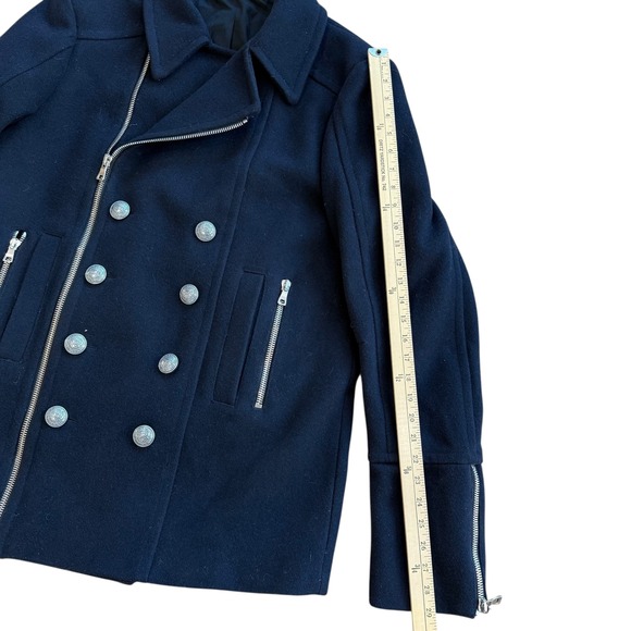 BALMAIN Paris Men's Double Breasted Wool Blend Peacoat Jacket Black Size 60 - Picture 9 of 16